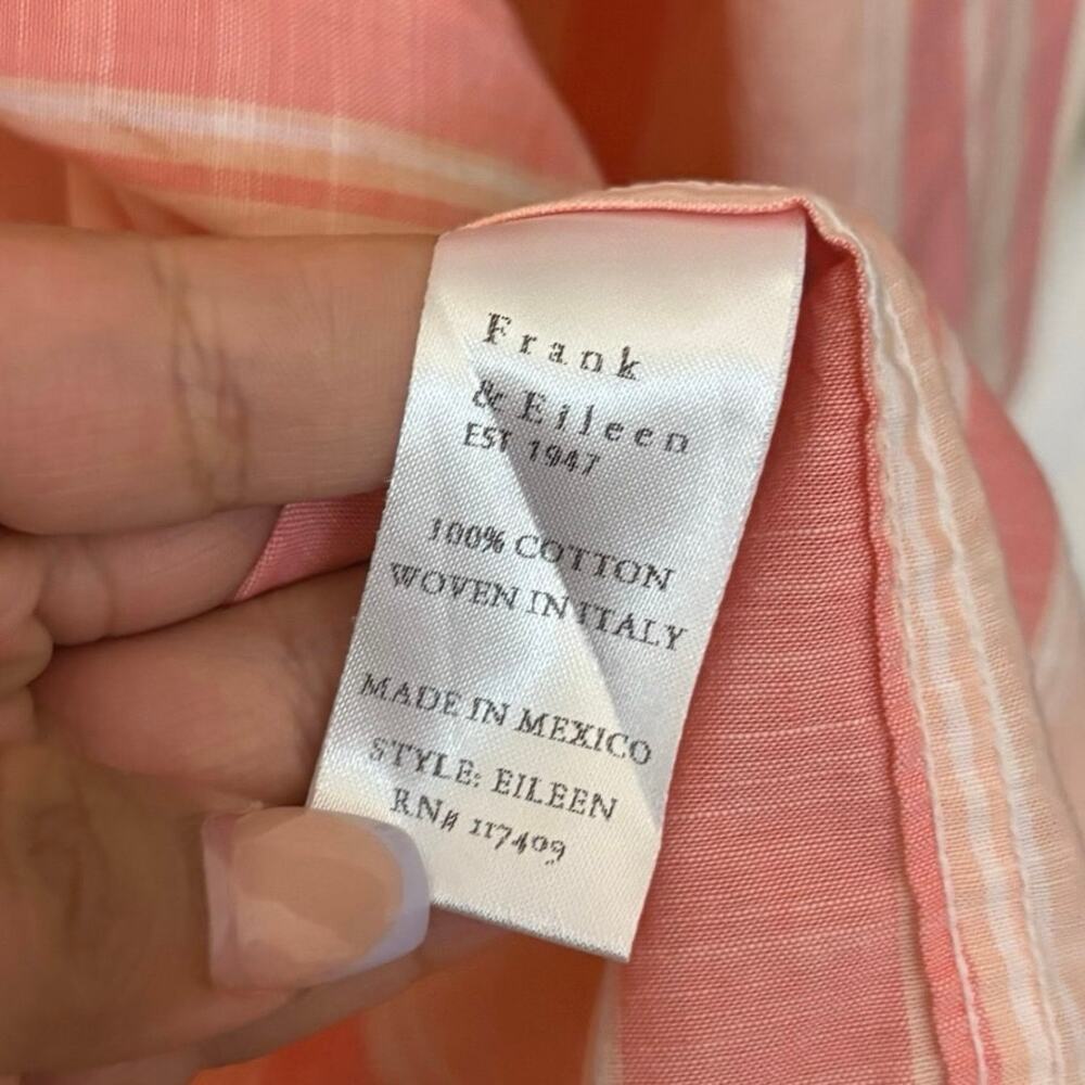 Frank & Eileen 100% Cotton Eileen Pink Striped Button Up Shirt Size Medium - Picture 5 of 6